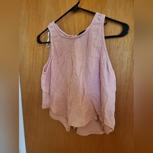 EverAfter pink crop top with lace up back size Medium